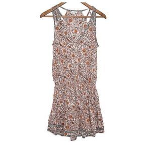 Floral Print Sleeveless Midi Dress - Rust/White